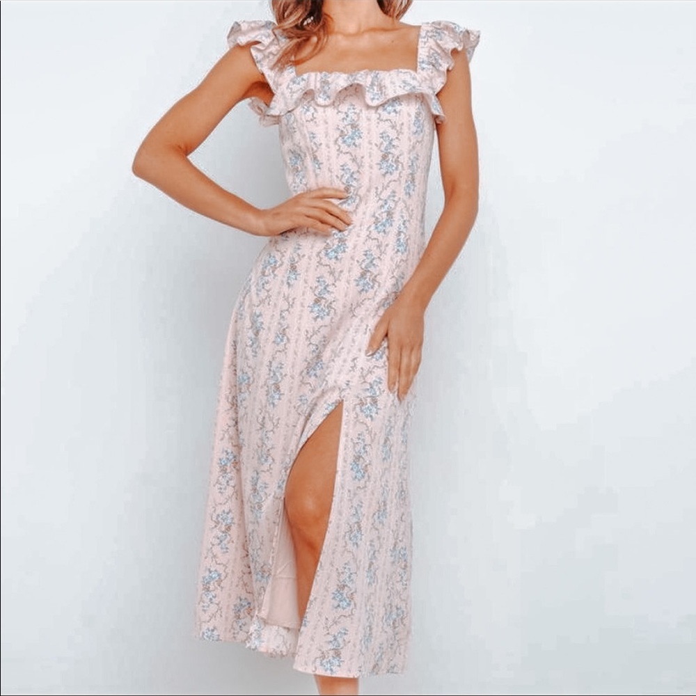 Petal + Pup Adele Midi Floral dress (Blush)